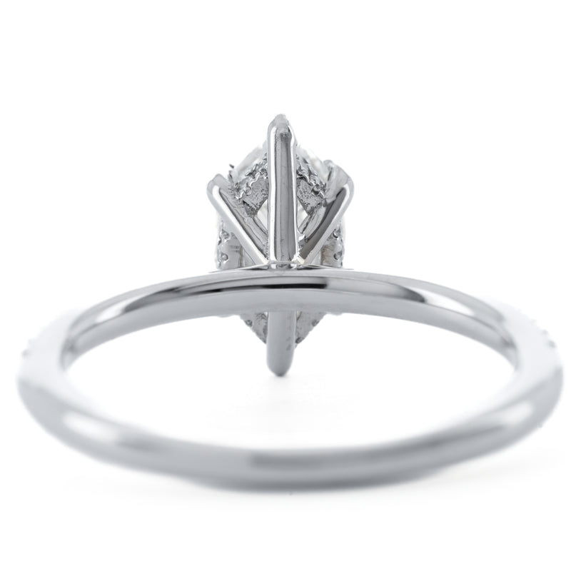 1.18CTW Marquise Diamond Enagement Ring - Hidden Halo - 14K White Gold