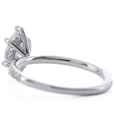 1.18CTW Marquise Diamond Enagement Ring - Hidden Halo - 14K White Gold
