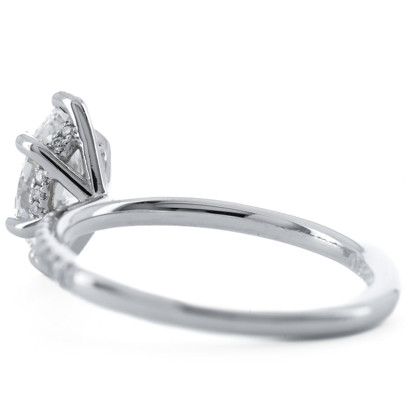 1.18CTW Marquise Diamond Enagement Ring - Hidden Halo - 14K White Gold