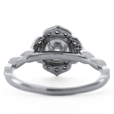 1.3CTW Round Diamond Engagement Ring - Scalloped Halo - 14K White Gold