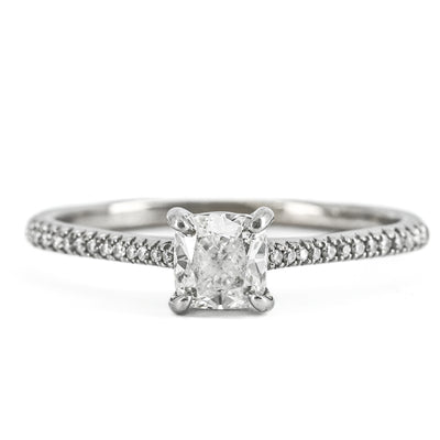 .55CTW Cushion Diamond Engagement Ring - Cathedral - 14K White Gold