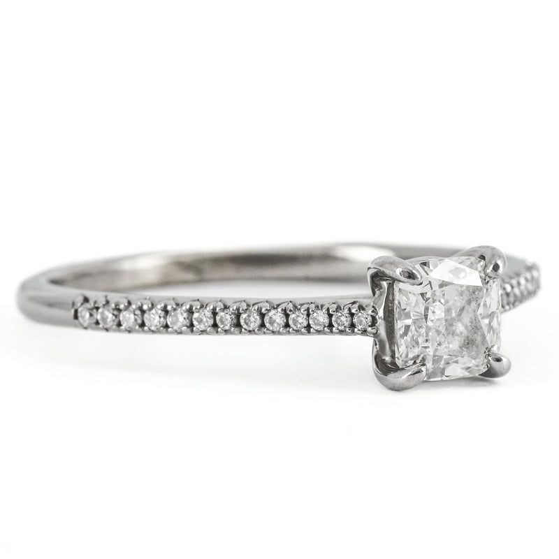 .55CTW Cushion Diamond Engagement Ring - Cathedral - 14K White Gold