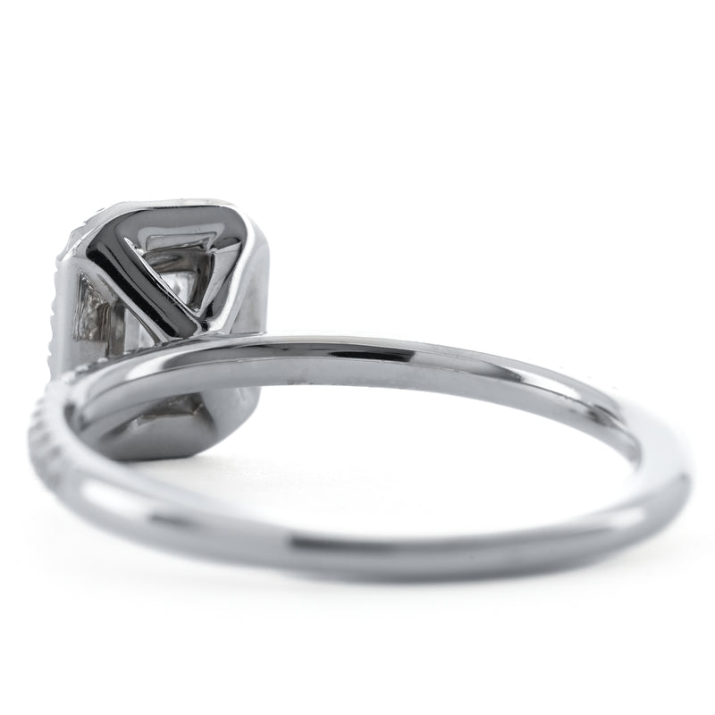 .77CTW  Emerald Diamond Engagement Ring - Halo - 14K White Gold