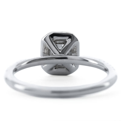 .77CTW  Emerald Diamond Engagement Ring - Halo - 14K White Gold