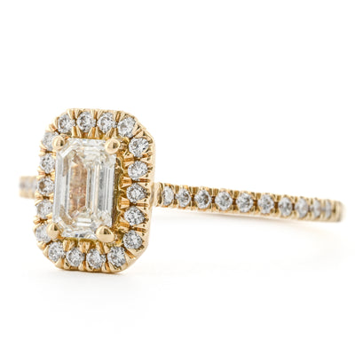 .81CTW Emerald Diamond Engagement Ring - Halo - 14K Yellow Gold