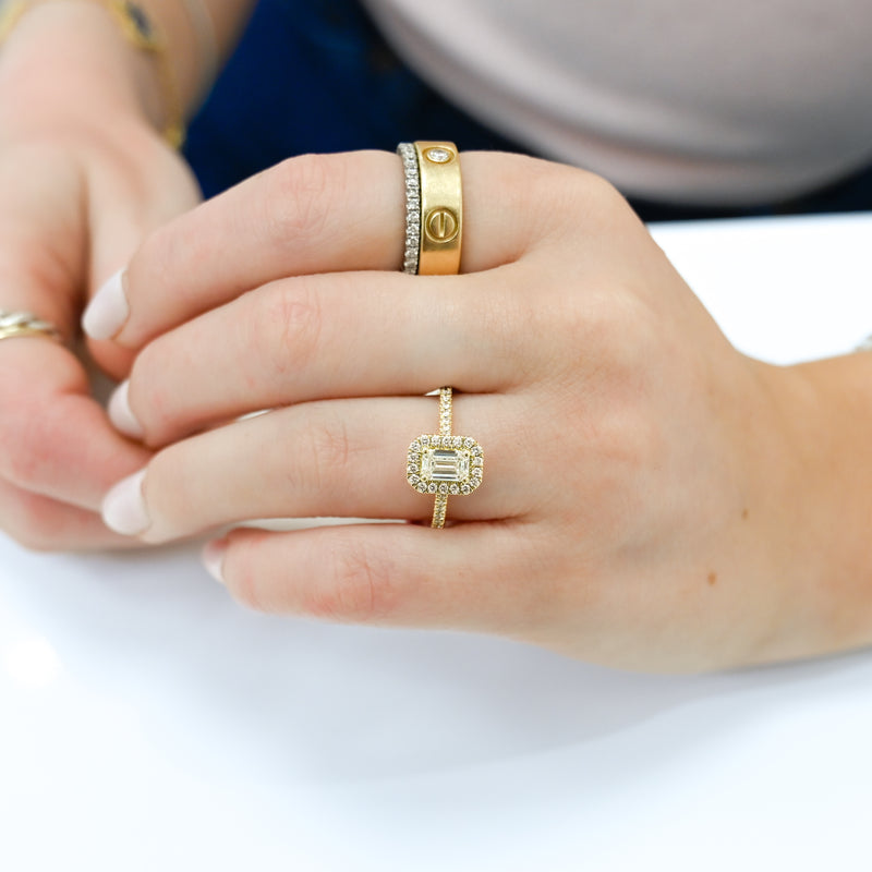 .81CTW Emerald Diamond Engagement Ring - Halo - 14K Yellow Gold