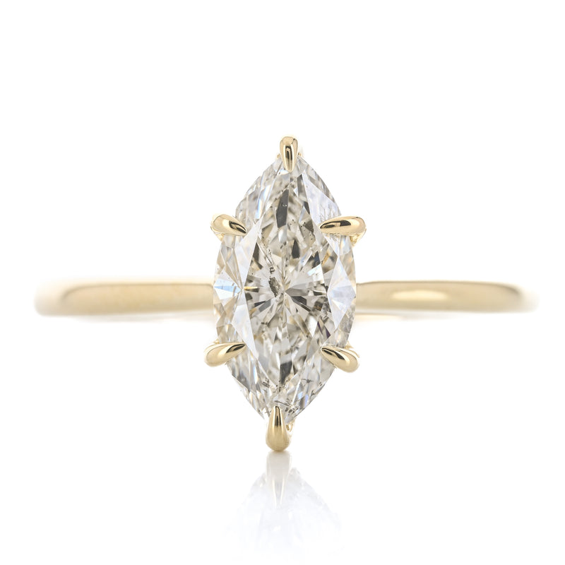 1.26CTW Marquise Diamond Engagement Ring - Cathedral - 14K Yellow Gold