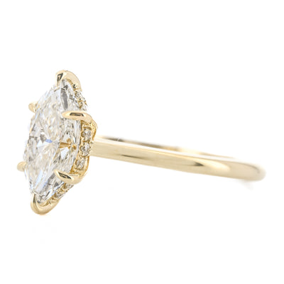 1.26CTW Marquise Diamond Engagement Ring - Cathedral - 14K Yellow Gold