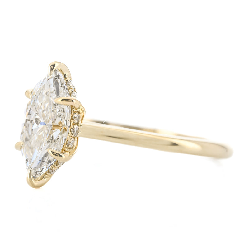 1.26CTW Marquise Diamond Engagement Ring - Cathedral - 14K Yellow Gold