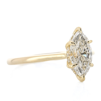 1.26CTW Marquise Diamond Engagement Ring - Cathedral - 14K Yellow Gold