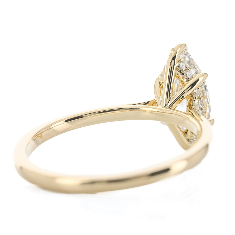 1.26CTW Marquise Diamond Engagement Ring - Cathedral - 14K Yellow Gold