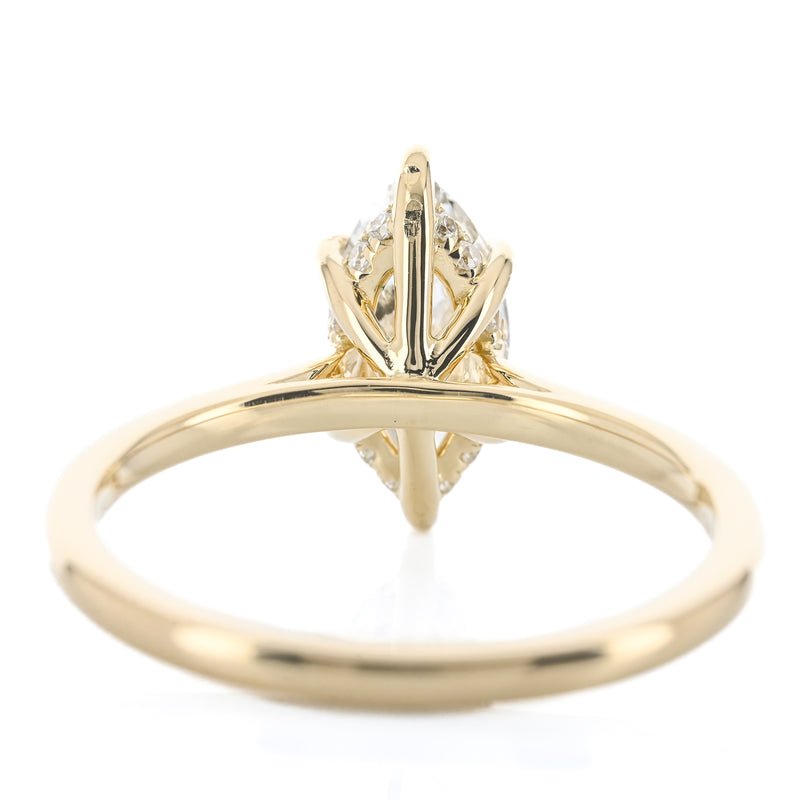 1.26CTW Marquise Diamond Engagement Ring - Cathedral - 14K Yellow Gold