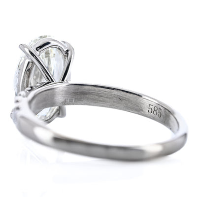 2.74CTW Oval Diamond Engagement Ring -  Split Prong Round Diamond Band - 14K White Gold