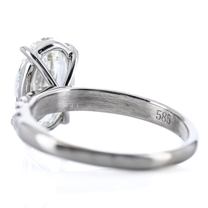 2.74CTW Oval Diamond Engagement Ring -  Split Prong Round Diamond Band - 14K White Gold