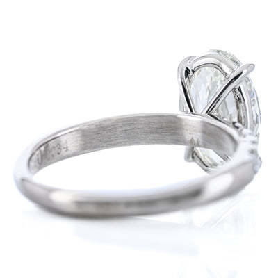 2.74CTW Oval Diamond Engagement Ring -  Split Prong Round Diamond Band - 14K White Gold