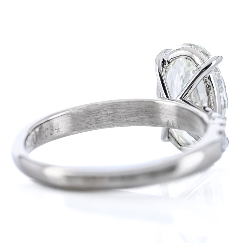 2.74CTW Oval Diamond Engagement Ring -  Split Prong Round Diamond Band - 14K White Gold