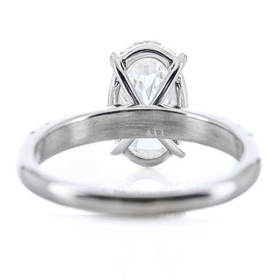 2.74CTW Oval Diamond Engagement Ring -  Split Prong Round Diamond Band - 14K White Gold