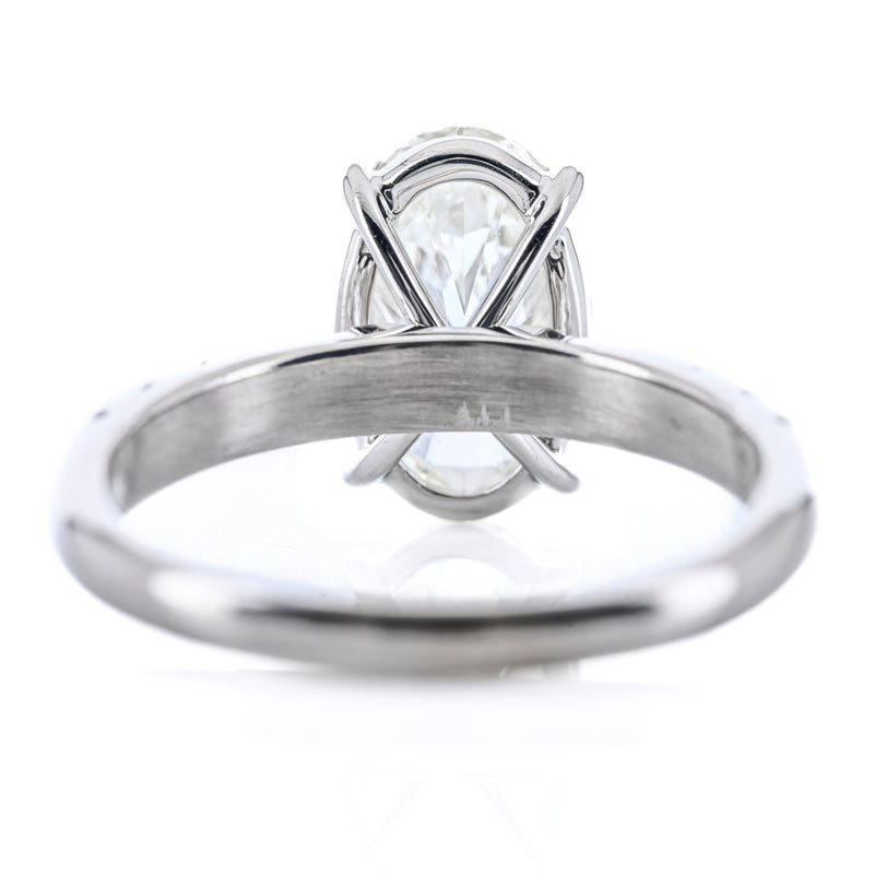 2.74CTW Oval Diamond Engagement Ring -  Split Prong Round Diamond Band - 14K White Gold