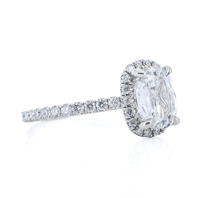 1.73CTW Cushion Diamond Engagement Ring -  Halo + Pavé Band - 950 Platinum