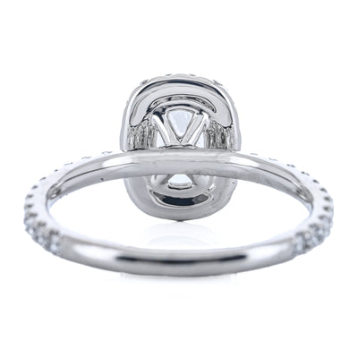 1.73CTW Cushion Diamond Engagement Ring -  Halo + Pavé Band - 950 Platinum
