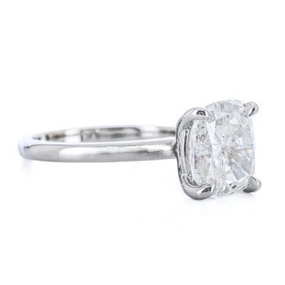 3.08CT Cushion Diamond Engagement Ring - Solitaire - 14K White Gold