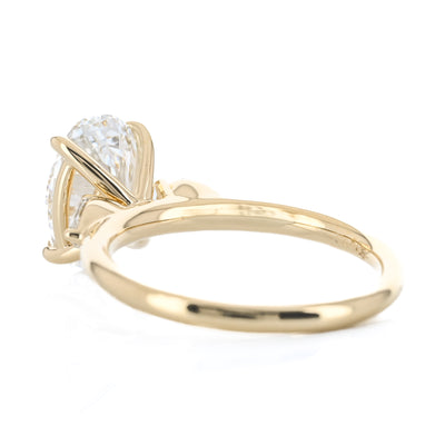 2.03CTW Oval + Pear Lab Grown Diamond Three Stone Engagement Ring - 14K Yellow Gold