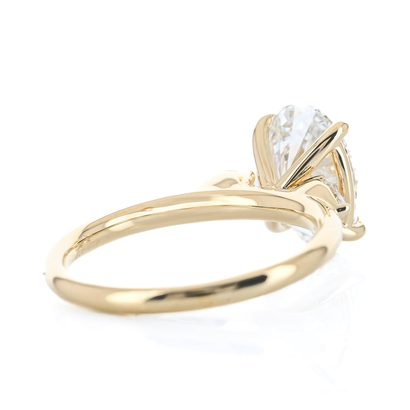 2.03CTW Oval + Pear Lab Grown Diamond Three Stone Engagement Ring - 14K Yellow Gold