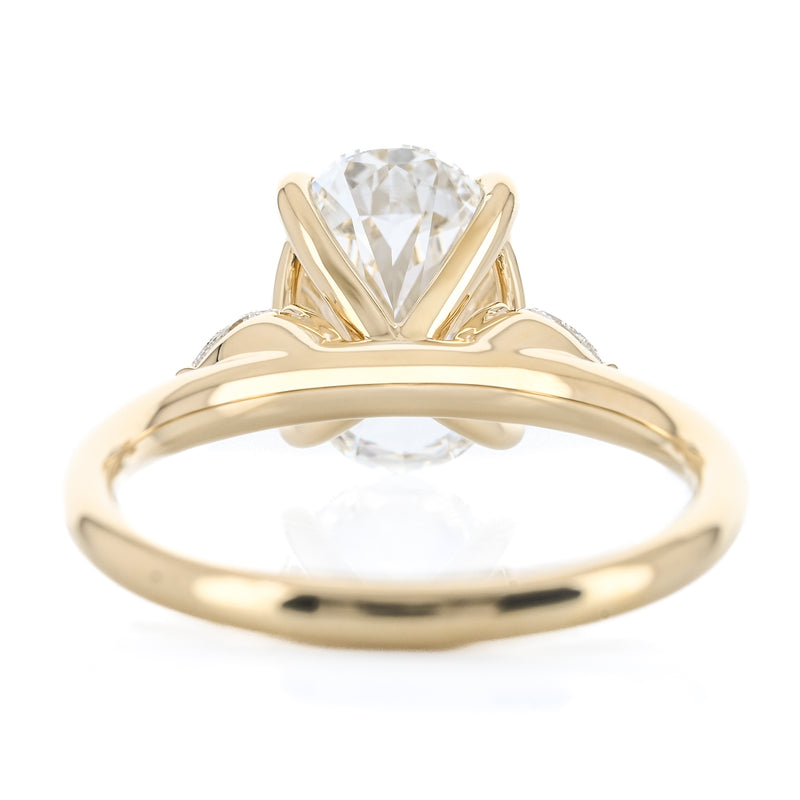 2.03CTW Oval + Pear Lab Grown Diamond Three Stone Engagement Ring - 14K Yellow Gold