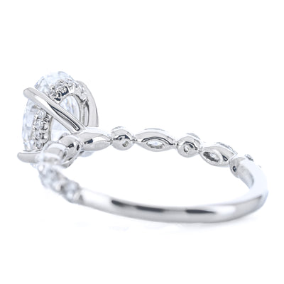 1.84CTW Oval Lab Grown Diamond Engagement Ring - Alternating Marquise + Round Diamond Band - 950 Platinum