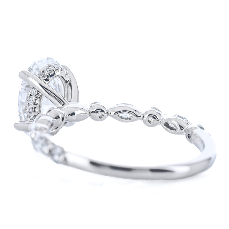 1.84CTW Oval Lab Grown Diamond Engagement Ring - Alternating Marquise + Round Diamond Band - 950 Platinum