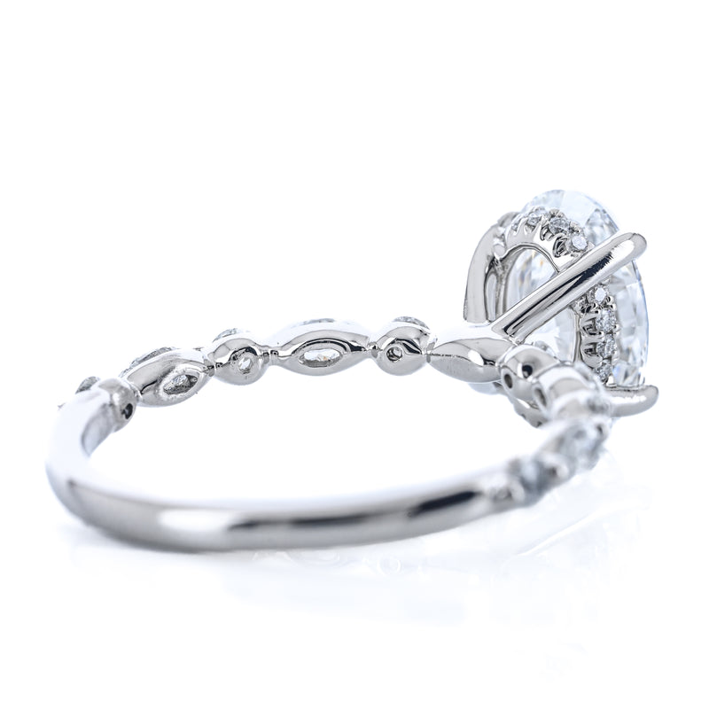 1.84CTW Oval Lab Grown Diamond Engagement Ring - Alternating Marquise + Round Diamond Band - 950 Platinum