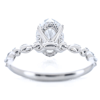 1.84CTW Oval Lab Grown Diamond Engagement Ring - Alternating Marquise + Round Diamond Band - 950 Platinum
