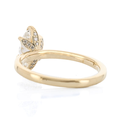 .83CT Marquise Lab Grown Diamond Engagement Ring -  Solitaire + Pavè Prongs - 14K Yellow Gold