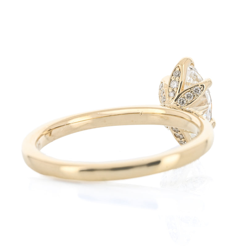 .83CT Marquise Lab Grown Diamond Engagement Ring -  Solitaire + Pavè Prongs - 14K Yellow Gold
