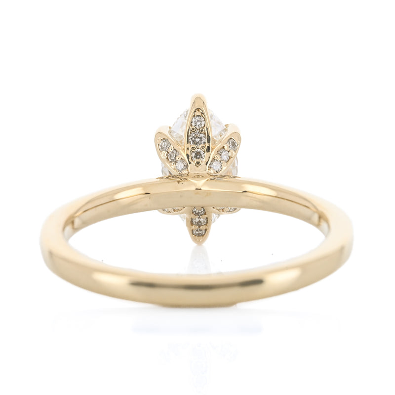 .83CT Marquise Lab Grown Diamond Engagement Ring -  Solitaire + Pavè Prongs - 14K Yellow Gold