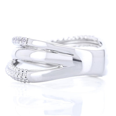 .33CTW White Sapphire Bujukan Criss Cross Ring, Size 6.5 - Sterling Silver