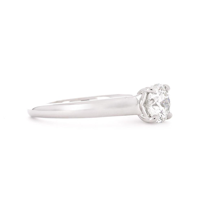 1.01ct Round Trellis Diamond Engagement Ring - 14K White Gold