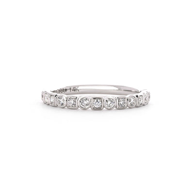 0.32ctw Round + Square Bezel Diamond Band - 14K White Gold