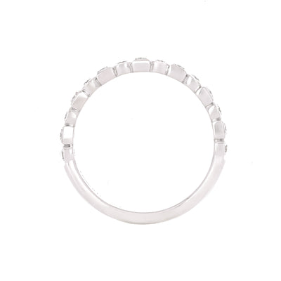0.32ctw Round + Square Bezel Diamond Band - 14K White Gold