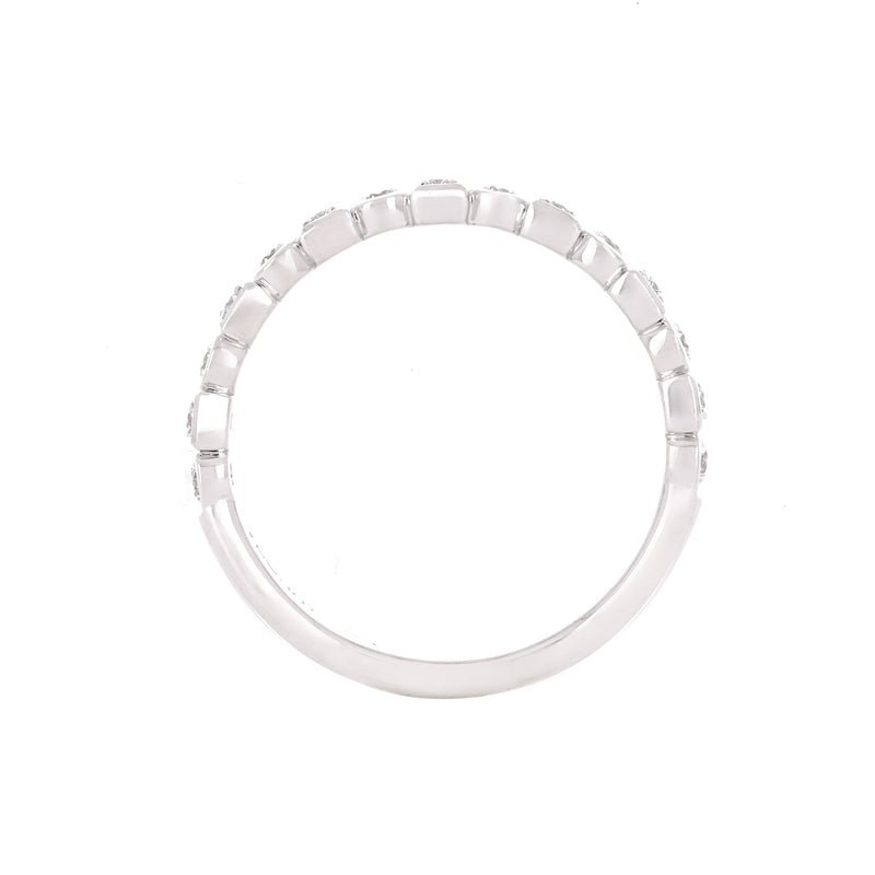 0.32ctw Round + Square Bezel Diamond Band - 14K White Gold