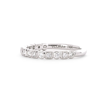 0.32ctw Round + Square Bezel Diamond Band - 14K White Gold