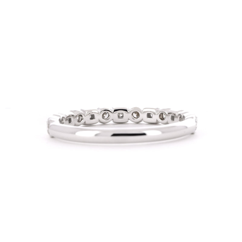 0.32ctw Round + Square Bezel Diamond Band - 14K White Gold