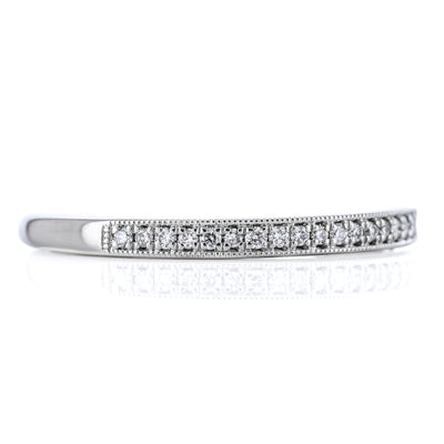 .11CTW Round Diamond Band, Size 4.5 - Bead and Bright Set - 14K White Gold