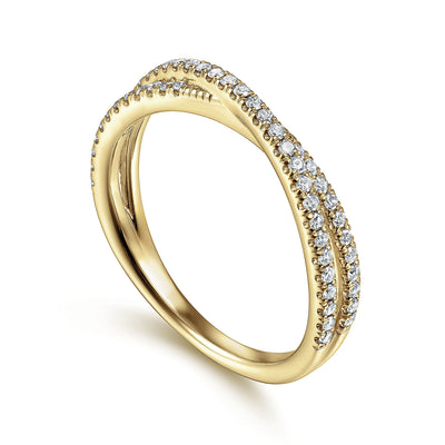 0.26ctw Round Criss-Cross Diamond Band - 14K Yellow Gold