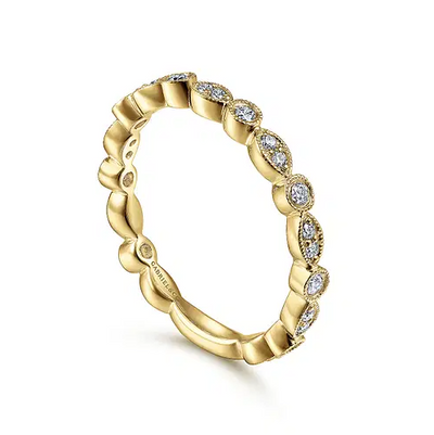 .24CTW Alternating Round Diamonds + Marquise Set, Size 6.5 - 14K Yellow Gold