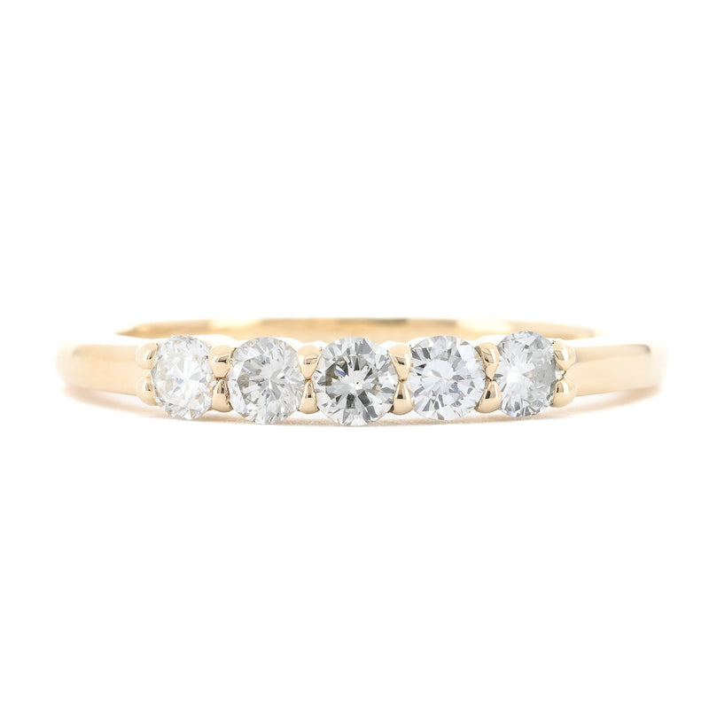 0.41ctw Five Round Diamond Band - 14K Yellow Gold