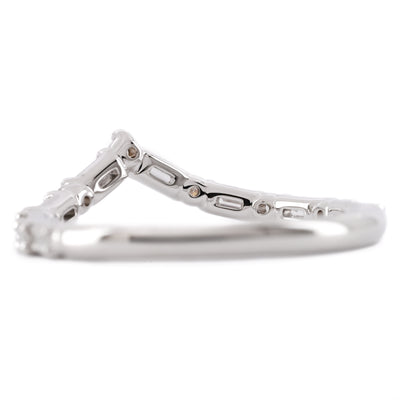 .40CTW Alternating Baguette and Round Diamond “V” Contour Band – 14K White Gold