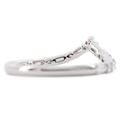 .40CTW Alternating Baguette and Round Diamond “V” Contour Band – 14K White Gold