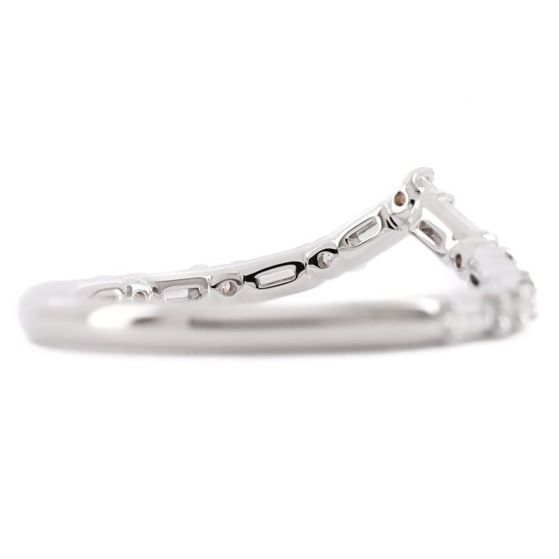 .40CTW Alternating Baguette and Round Diamond “V” Contour Band – 14K White Gold