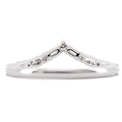 .40CTW Alternating Baguette and Round Diamond “V” Contour Band – 14K White Gold